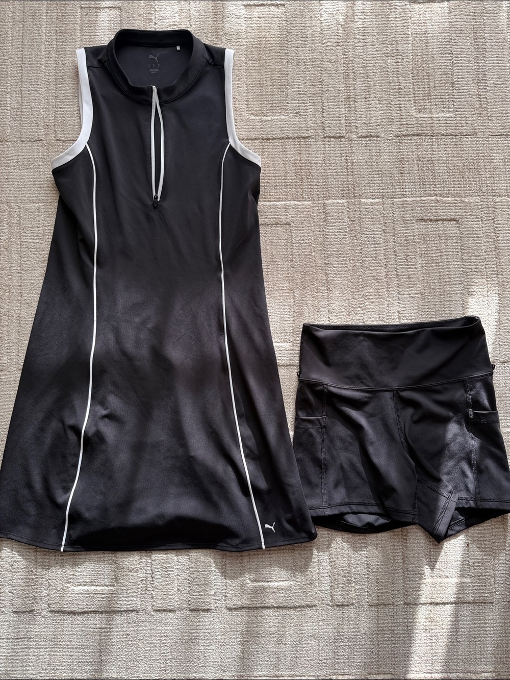 Puma Black Tennis/Golf Dress with White Piping and Black Skort